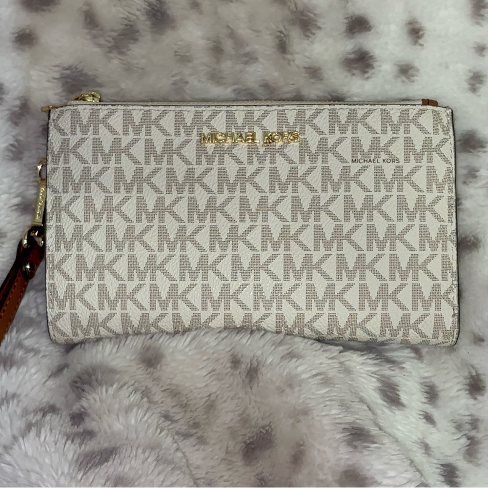 MICHAEL KORS JET SET DOUBLE ZIP WALLET (Vanilla)